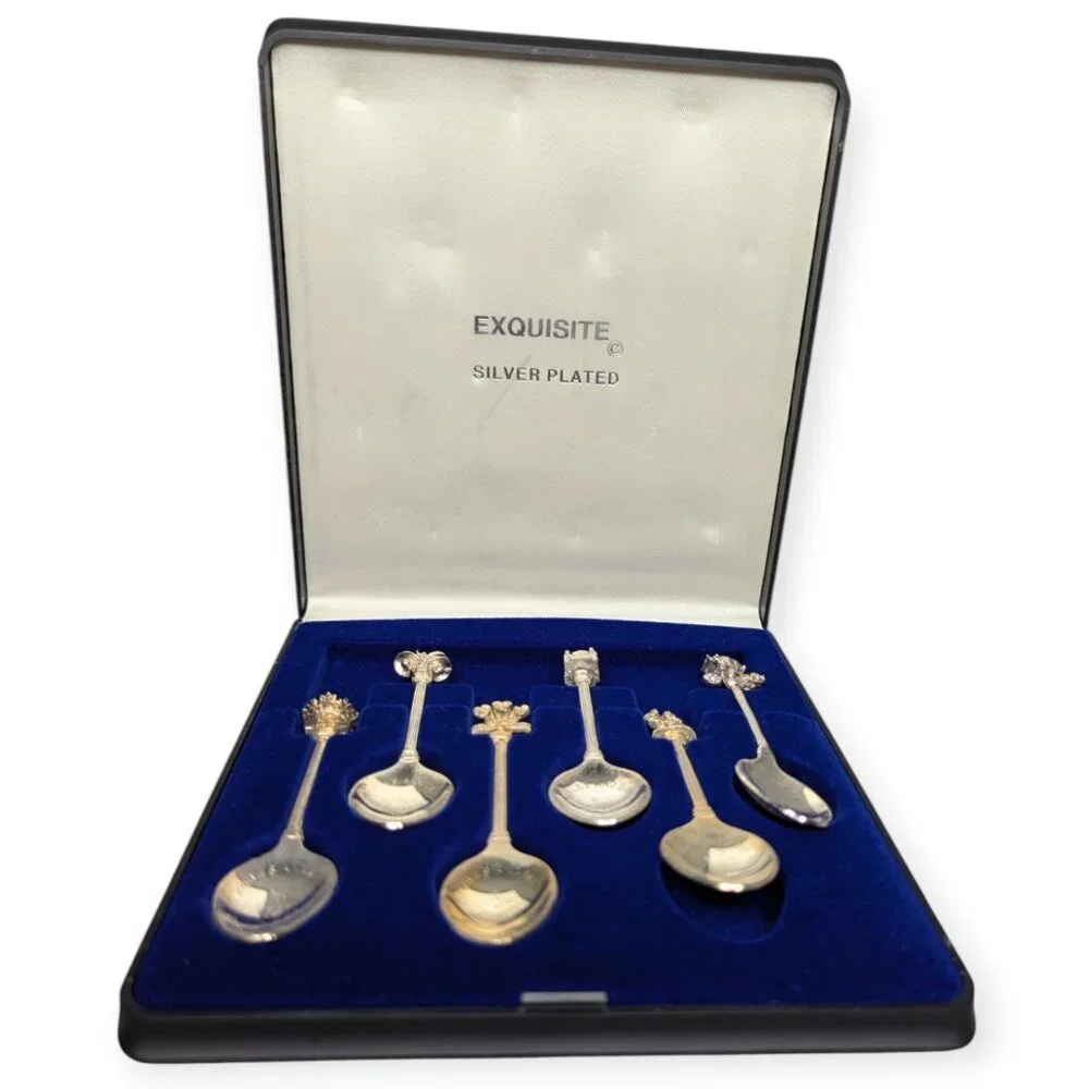 Vintage Exquisite Silver Plated Set of 6 Prince & Princess of Wales 1981 Spoons
